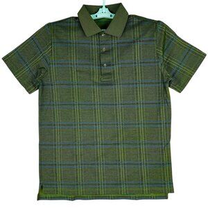 Carnoustie Men Green Plaid Mercerized Cotton Polo Shirt Medium Short Sleeve NWOT